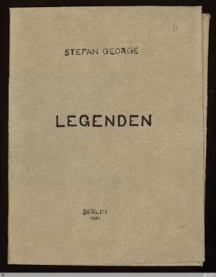 [Die Fibel] - [Umschlagentwurf] - Legenden - StGA-George I,0112 : [SW I: H13] [SW I, S. 106]