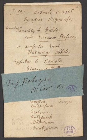 Nachlass von Johann Andreas Schmeller (1785 - 1852) - BSB Schmelleriana, XII.35.e. Johann Andreas Schmeller (1785-1852) Nachlass: Materialsammlung über die cimbrische Sprache. Sach-Notizen - BSB Schmelleriana XII.35.e