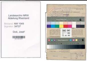 Entnazifizierung Josef Dick , geb. 21.12.1893 (Bahnsekretaer)