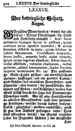 LXXXVII. Der betriegliche Schatz-Zeiger
