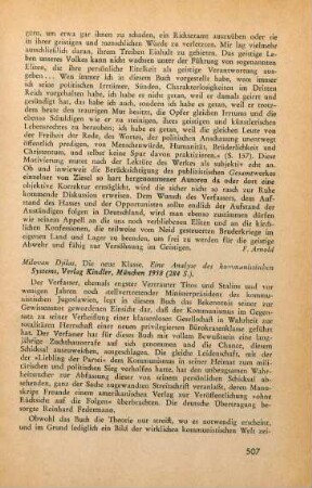 507-509 [Rezension] Đilas, Milovan, Die neue Klasse