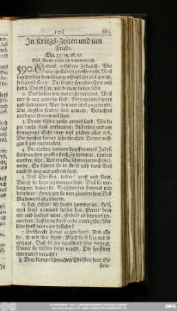 In Kriegs-Zeiten und um Friede.
