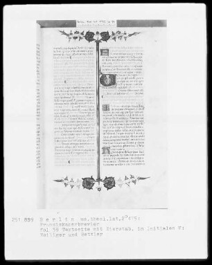 Franziskanisches Brevier — Initiale V, darin Heiliger und Bettler, Folio 39recto