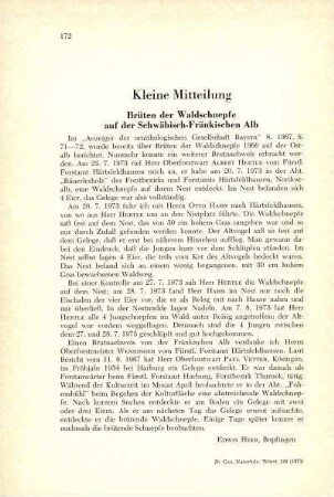 Brüten der Waldschnepfe auf der Schwäbisch-Fränkischen Alb