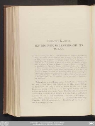 Neuntes Kapitel. Hof, Regierung Und Kriegsmacht Des Scheïch.