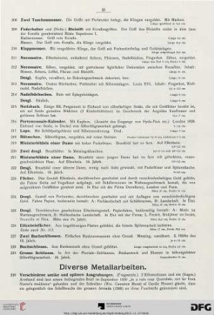 Diverse Metallarbeiten (Nr. 230-246)