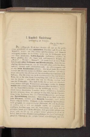 I. Kapitel: Einleitung (gleichzeitig als Vorrede).