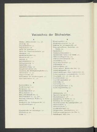 Verzeichnis der Stichwörter