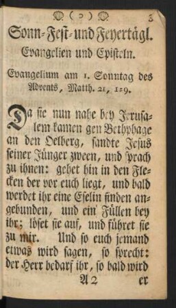 Sonn- Fest- und Feyertägl. Evangelien und Episteln.