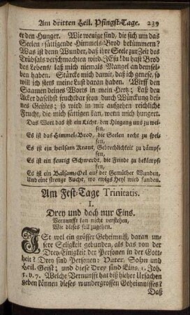 Am Fest-Tage Trinitatis. - Am V. Sonntage nach Trinitatis.
