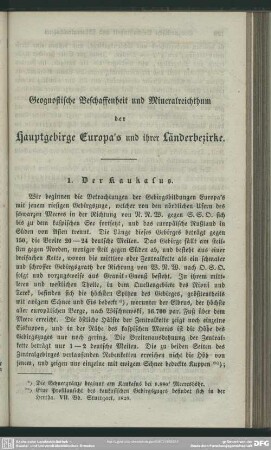 Geognostische Beschaffenheit und Mineralreichthum der Hauptgebirge Europa's und ihrer Länderbezirke