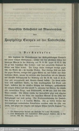 Geognostische Beschaffenheit und Mineralreichthum der Hauptgebirge Europa's und ihrer Länderbezirke