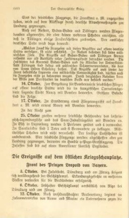 Die Ereignisse auf dem östlichen Kriegsschauplatze