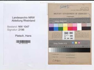 Entnazifizierung Hans Pietsch , geb. 13.06.1893 (Angestellter)