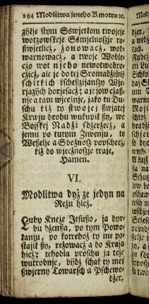 VI. Modlitwa dyz ze jedyn na Rejzu hicz.