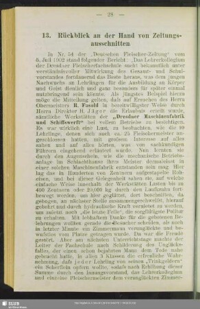 13. Rückblick an der Hand von Zeitungsausschnitten