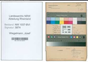 Entnazifizierung Josef Wiegelmann , geb. 09.08.1882 (Postsekretaer)