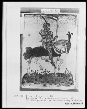 Schachzabelbuch des Konrad von Ammenhausen — Repräsentationsbild des Ritters, Folio 100verso