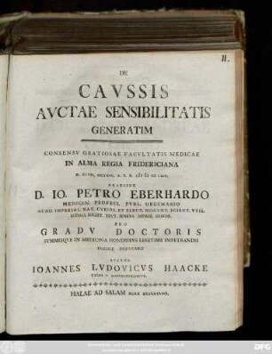 De Cavssis Avctae Sensibilitatis Generatim