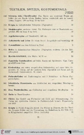 Textilien, Spitzen, Kostümdetails (Nr. 349-372)