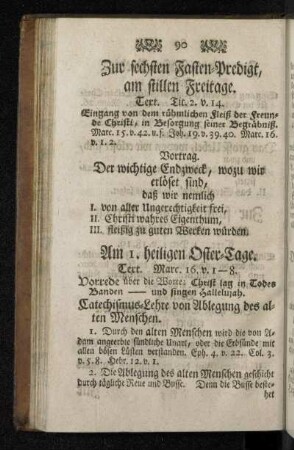 Zur sechsten Fasten-Predigt, am stillen Freitage.