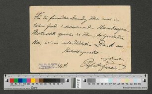 Postkarte an Werner von Melle