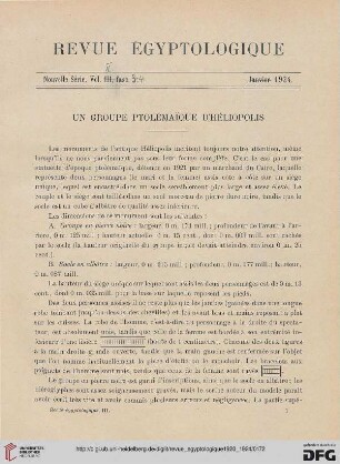 N.S. 2.1920/1924: Un groupe ptolémaїque d' Héliopolis