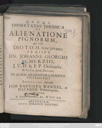 Dissertatio Juridica De Alienatione Pignorum
