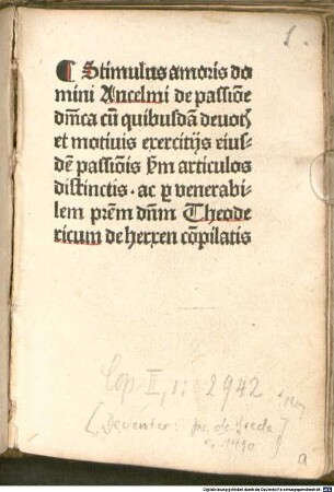 Stimulus amoris : Daran: Theodoricus : Devota exercitia dominicae passionis