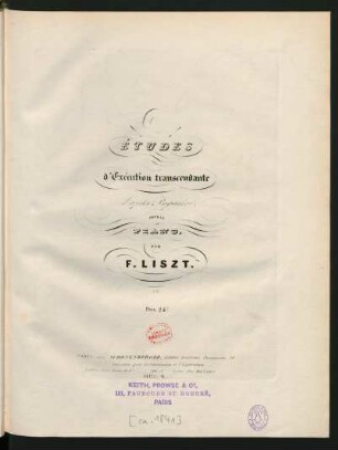 Études d'Exécution transcendante d'après Paganini : Pour Le Piano