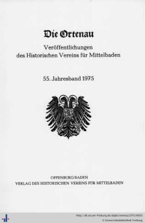 55. Jahresband: Die Ortenau: Zeitschrift des Historischen Vereins für Mittelbaden