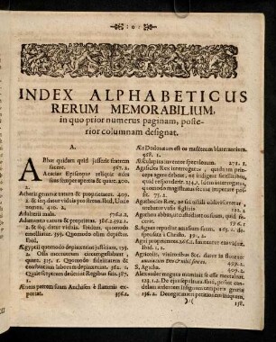 Index Alphabeticus Rerum Memorabilium