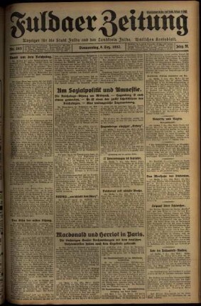 Erste Ausgabe vom Donnerstag, den 08. Dezember 1932.