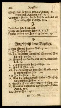 Verzeichniß derer Beysätze
