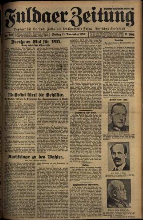 Erste Ausgabe vom Freitag, den 21. November 1930.