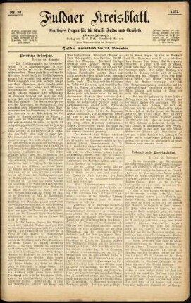 Erste Ausgabe vom Samstag, den 24. November 1877.