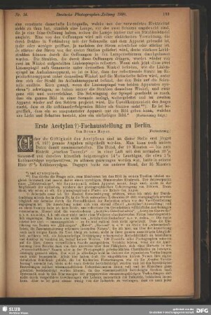 Erste Acetylen-Fachausstellung zu Berlin
