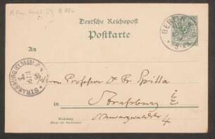 Postkarte an Friedrich Spitta : 15.11.1896