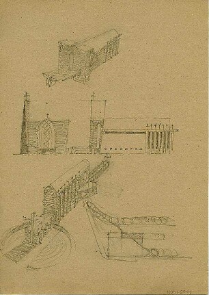 Rosenbauer, Gregor; Kirchenentwürfe Epoche 3 - Kirche (Seitenansicht, Vogelperspektive)