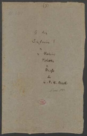 Sinfonien; strings, bc; G-Dur; H 657; Wq 182.1