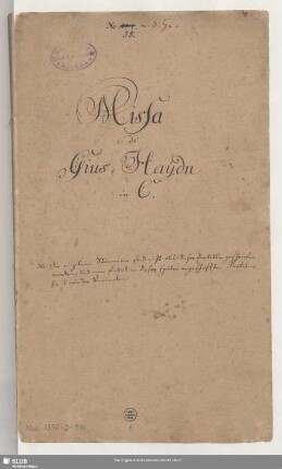 Masses - Mus.3356-D-516 : V (4), Coro, orch;C; Hob XXII:8