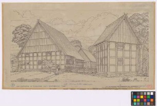 Österwiehe (Kreis Wiedenbrück): Hof Grotendiek. Wohnhaus und Speicher (Schaubild)