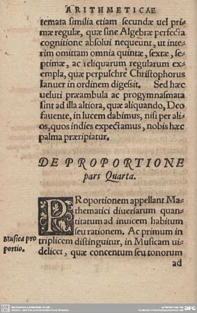 DE PROPORTIONE pars Quarta.
