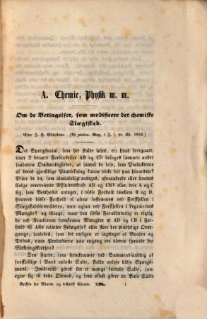 Archiv for pharmacie og technisk chemie med deres grundvidenskaber, 10. 1856, H. 1