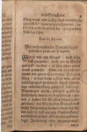 Das III. Capitel. wie nothwendig die Demuth sey zur geistlichen Zucht vnd Erbarkeit.