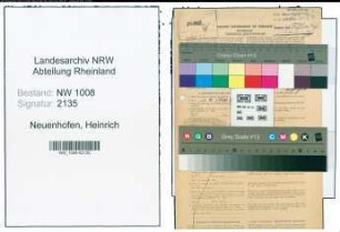 Entnazifizierung Heinrich Neuenhofen , geb. 12.03.1897 (Landwirt)