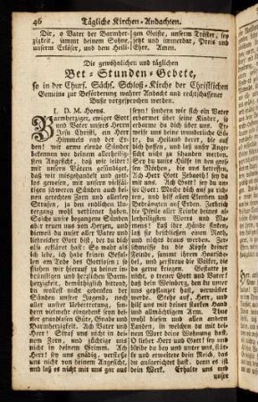 46-61, Bet-Stunden-Gebete
