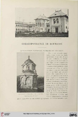 3. Pér. 36.1906: Correspondance de Roumanie : l' exposition nationale jubilaire de Bucarest