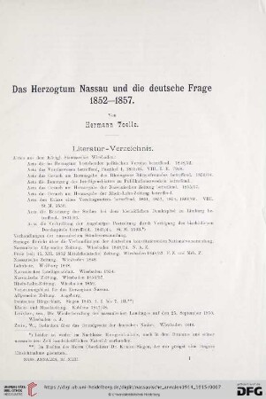 Das Herzogtum Nassau und die deutsche Frage 1852-1875