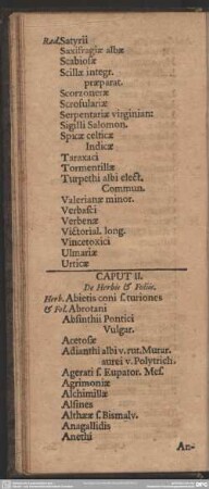 Caput II. De Herbis & Foliis